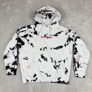 Illenium Hoodie Mens S White Black AOP Glitch Dye Tour Concert Merch EDM Grunge